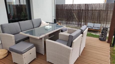 Zestaw mebli obiadowych z technorattanu Cofete Dining – Grey