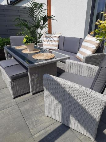 Zestaw mebli obiadowych z technorattanu Cofete Dining – Grey