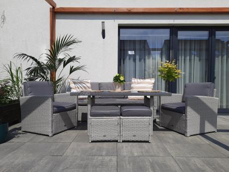 Zestaw mebli obiadowych z technorattanu Cofete Dining – Grey