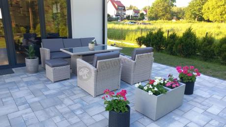 Zestaw mebli obiadowych z technorattanu Cofete Dining – Grey