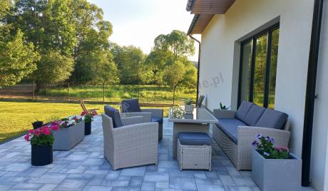 Zestaw mebli obiadowych z technorattanu Cofete Dining – Grey