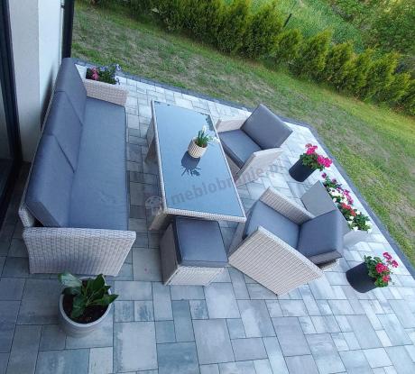 Zestaw mebli obiadowych z technorattanu Cofete Dining – Grey