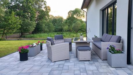 Zestaw mebli obiadowych z technorattanu Cofete Dining – Grey