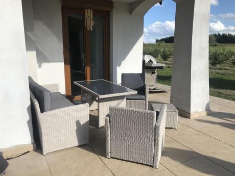 Zestaw mebli obiadowych z technorattanu Cofete Dining – Grey