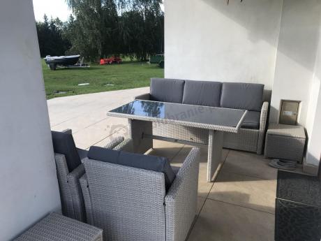 Zestaw mebli obiadowych z technorattanu Cofete Dining – Grey