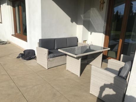 Zestaw mebli obiadowych z technorattanu Cofete Dining – Grey