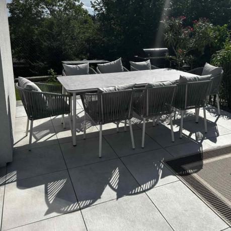 Zestaw mebli ogrodowych - stół 210cm + 8 krzeseł - Kostto Dining 8+1 White