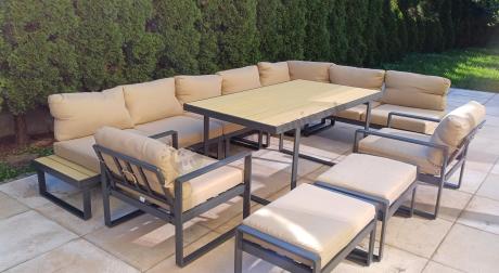 Zestaw mebli ogrodowych dla 10 osób z modułowym narożnikiem 280x280cm Panaon Corner XXL WB