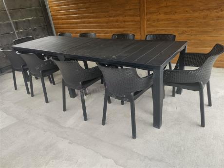 Zestaw mebli ogrodowych obiadowych dla 10 osób Meblobranie EJD10 grafit