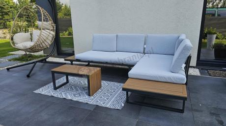 Zestaw mebli ogrodowych z modułowym narożnikiem Vernon - Grey