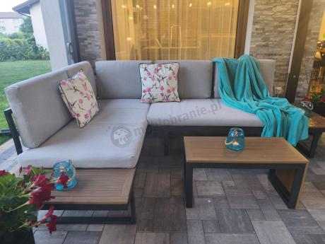 Zestaw mebli ogrodowych z modułowym narożnikiem Vernon - Grey