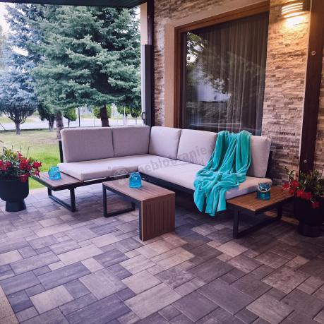 Zestaw mebli ogrodowych z modułowym narożnikiem Vernon - Grey