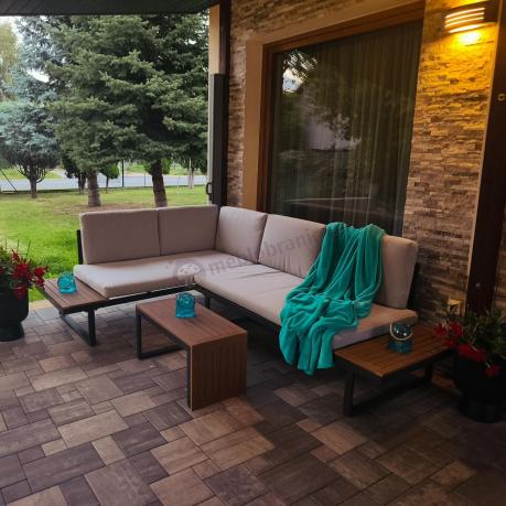 Zestaw mebli ogrodowych z modułowym narożnikiem Vernon - Grey