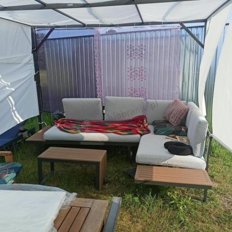 Zestaw mebli ogrodowych z modułowym narożnikiem Vernon - Grey