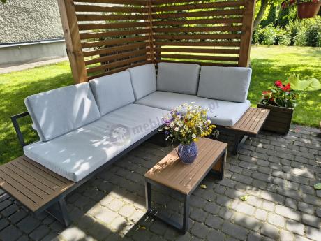 Zestaw mebli ogrodowych z modułowym narożnikiem Vernon - Grey