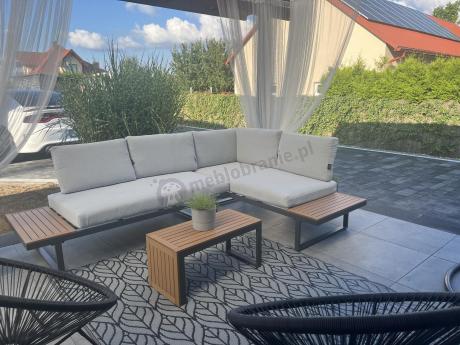 Zestaw mebli ogrodowych z modułowym narożnikiem Vernon - Grey