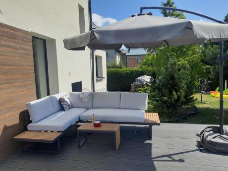 Zestaw mebli ogrodowych z modułowym narożnikiem Vernon - Grey