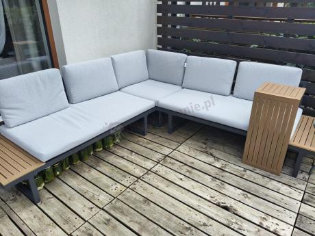 Zestaw mebli ogrodowych z modułowym narożnikiem Vernon XL - Grey