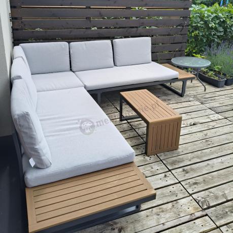 Zestaw mebli ogrodowych z modułowym narożnikiem Vernon XL - Grey