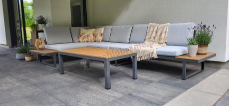 Zestaw mebli ogrodowych z modułowym narożnikiem Vernon XL - Grey