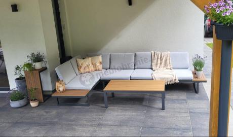 Zestaw mebli ogrodowych z modułowym narożnikiem Vernon XL - Grey