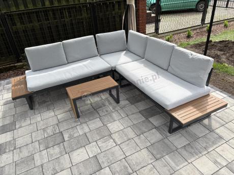 Zestaw mebli ogrodowych z modułowym narożnikiem Vernon XL - Grey