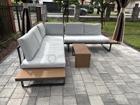 Zestaw mebli ogrodowych z modułowym narożnikiem Vernon XL - Grey