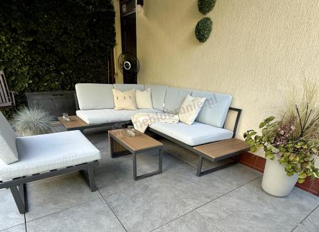 Zestaw mebli ogrodowych z modułowym narożnikiem Vernon XL - Grey