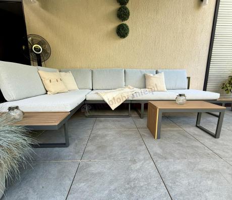 Zestaw mebli ogrodowych z modułowym narożnikiem Vernon XL - Grey