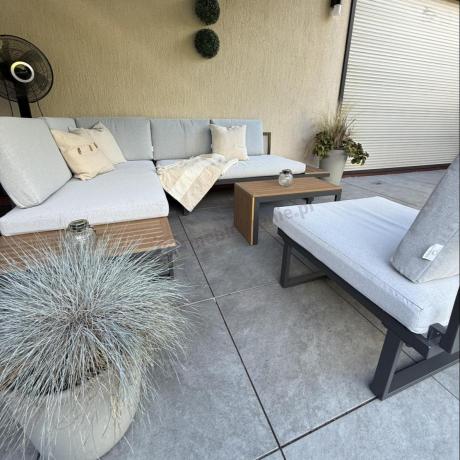 Zestaw mebli ogrodowych z modułowym narożnikiem Vernon XL - Grey