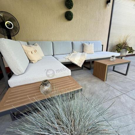 Zestaw mebli ogrodowych z modułowym narożnikiem Vernon XL - Grey