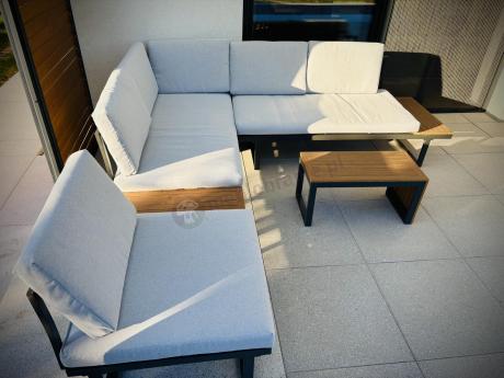 Zestaw mebli ogrodowych z modułowym narożnikiem Vernon XL - Grey