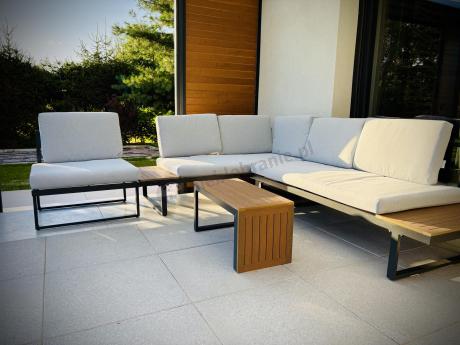 Zestaw mebli ogrodowych z modułowym narożnikiem Vernon XL - Grey