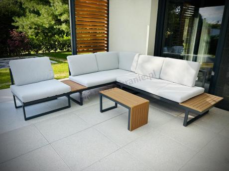 Zestaw mebli ogrodowych z modułowym narożnikiem Vernon XL - Grey