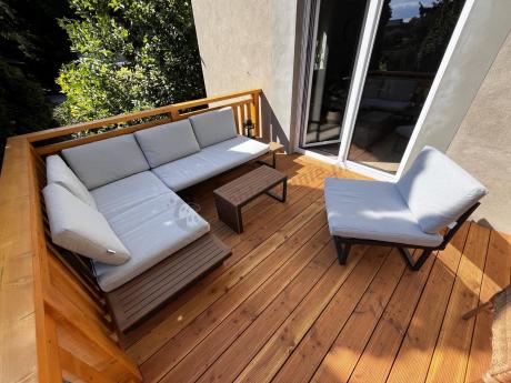 Zestaw mebli ogrodowych z modułowym narożnikiem Vernon XL - Grey