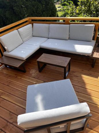 Zestaw mebli ogrodowych z modułowym narożnikiem Vernon XL - Grey