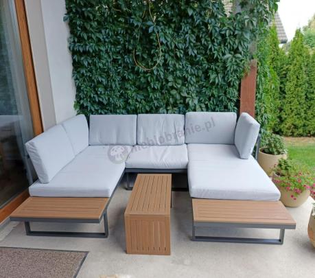 Zestaw mebli ogrodowych z modułowym narożnikiem Vernon XL - Grey