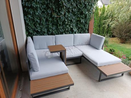 Zestaw mebli ogrodowych z modułowym narożnikiem Vernon XL - Grey