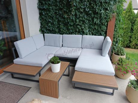 Zestaw mebli ogrodowych z modułowym narożnikiem Vernon XL - Grey