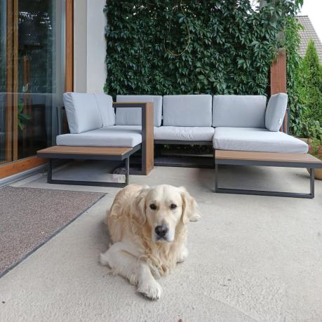 Zestaw mebli ogrodowych z modułowym narożnikiem Vernon XL - Grey