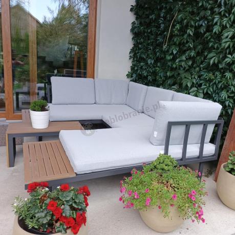 Zestaw mebli ogrodowych z modułowym narożnikiem Vernon XL - Grey