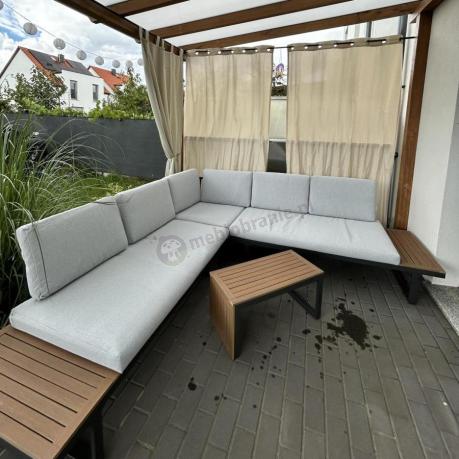 Zestaw mebli ogrodowych z modułowym narożnikiem Vernon XL - Grey