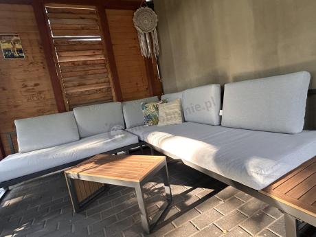 Zestaw mebli ogrodowych z modułowym narożnikiem Vernon XL - Grey