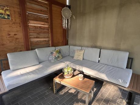 Zestaw mebli ogrodowych z modułowym narożnikiem Vernon XL - Grey