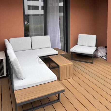 Zestaw mebli ogrodowych z modułowym narożnikiem Vernon XL - Grey