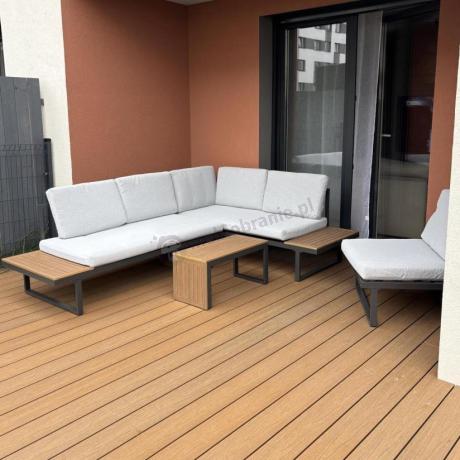 Zestaw mebli ogrodowych z modułowym narożnikiem Vernon XL - Grey