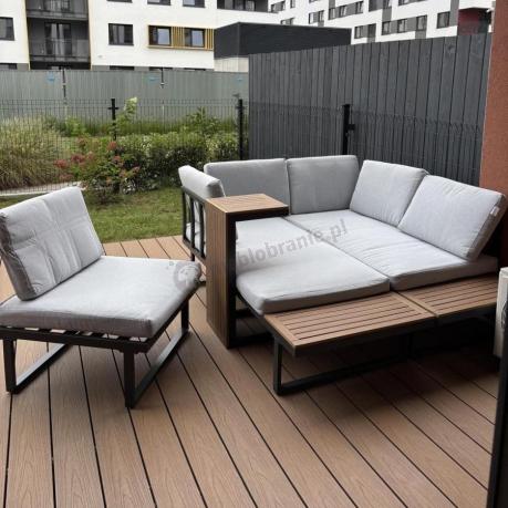 Zestaw mebli ogrodowych z modułowym narożnikiem Vernon XL - Grey