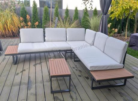 Zestaw mebli ogrodowych z modułowym narożnikiem Vernon XL - Grey