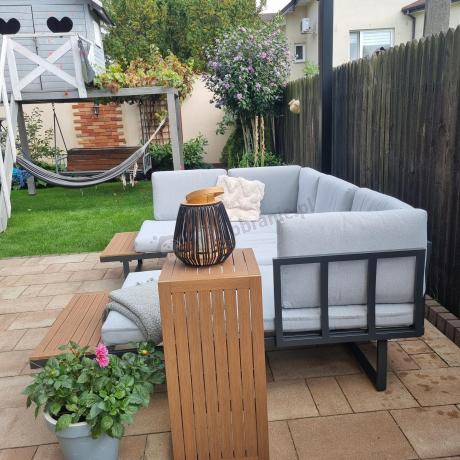 Zestaw mebli ogrodowych z modułowym narożnikiem Vernon XL - Grey