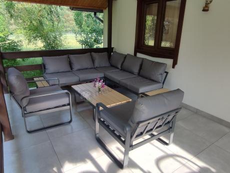 Zestaw mebli ogrodowych z narożnikiem i dwoma fotelami - Panaon Corner - WG